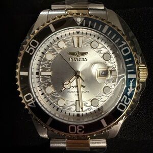 Invicta PRO DIVER Steel and Gold Diver Watch with Black Bezel 43mm
